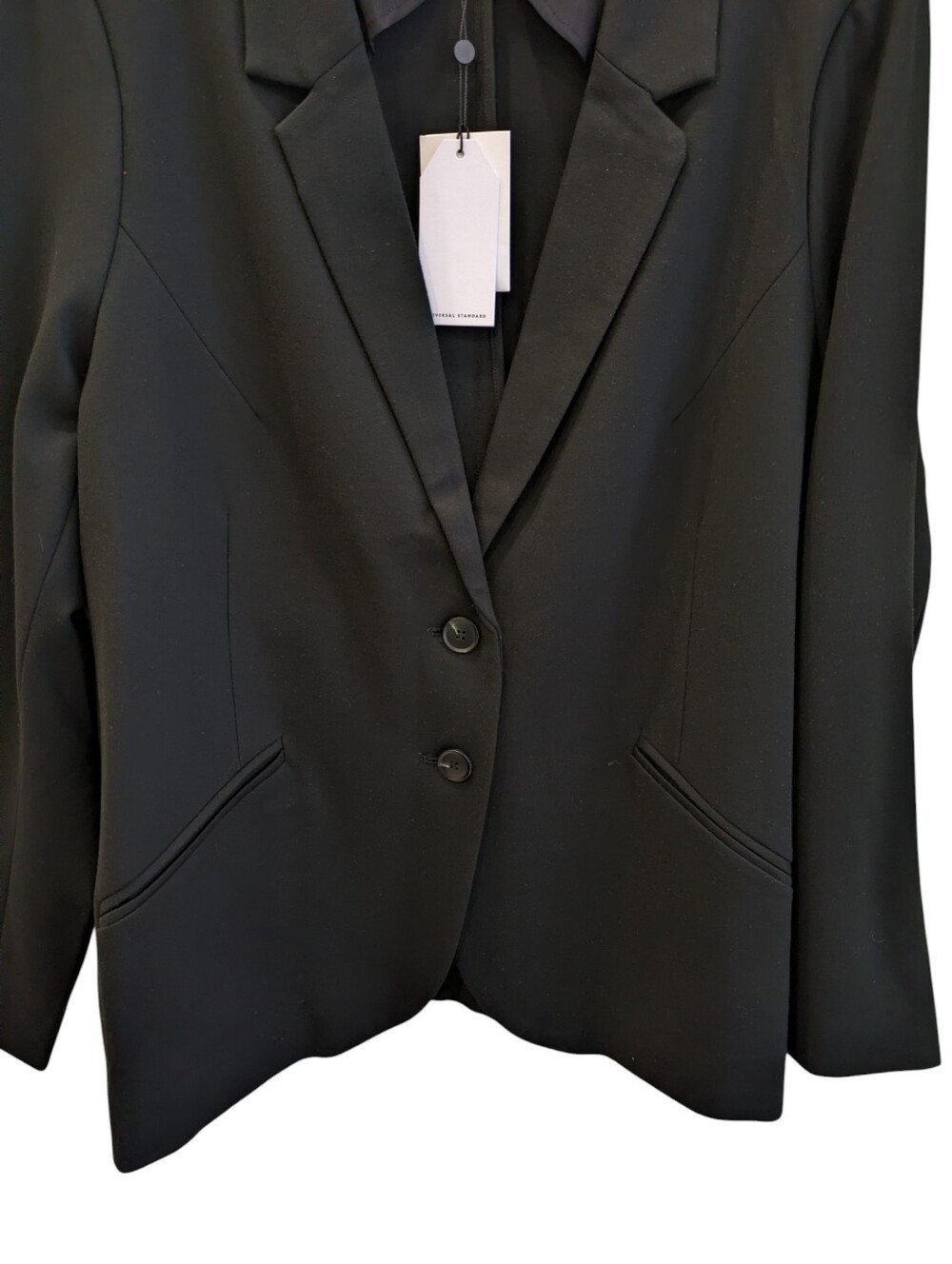 NEW Universal Standard Ponte Knit Blazer Medium 18 20 Black Two Button Career - Picture 3 of 9